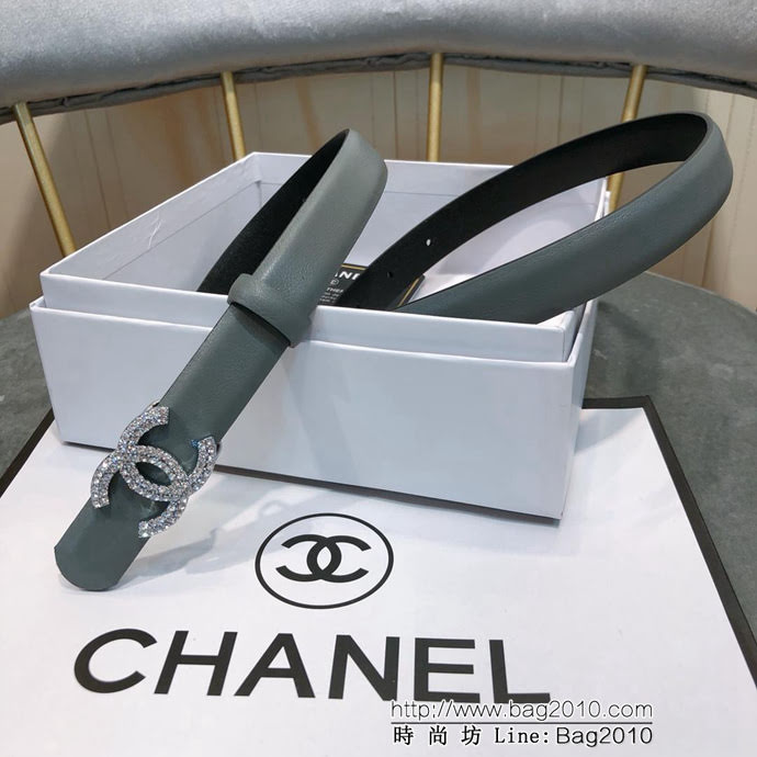 CHANEL香奈兒 18新款 20MM精品 進口光滑優雅小腰帶 CC水鑽扣  xfp1014